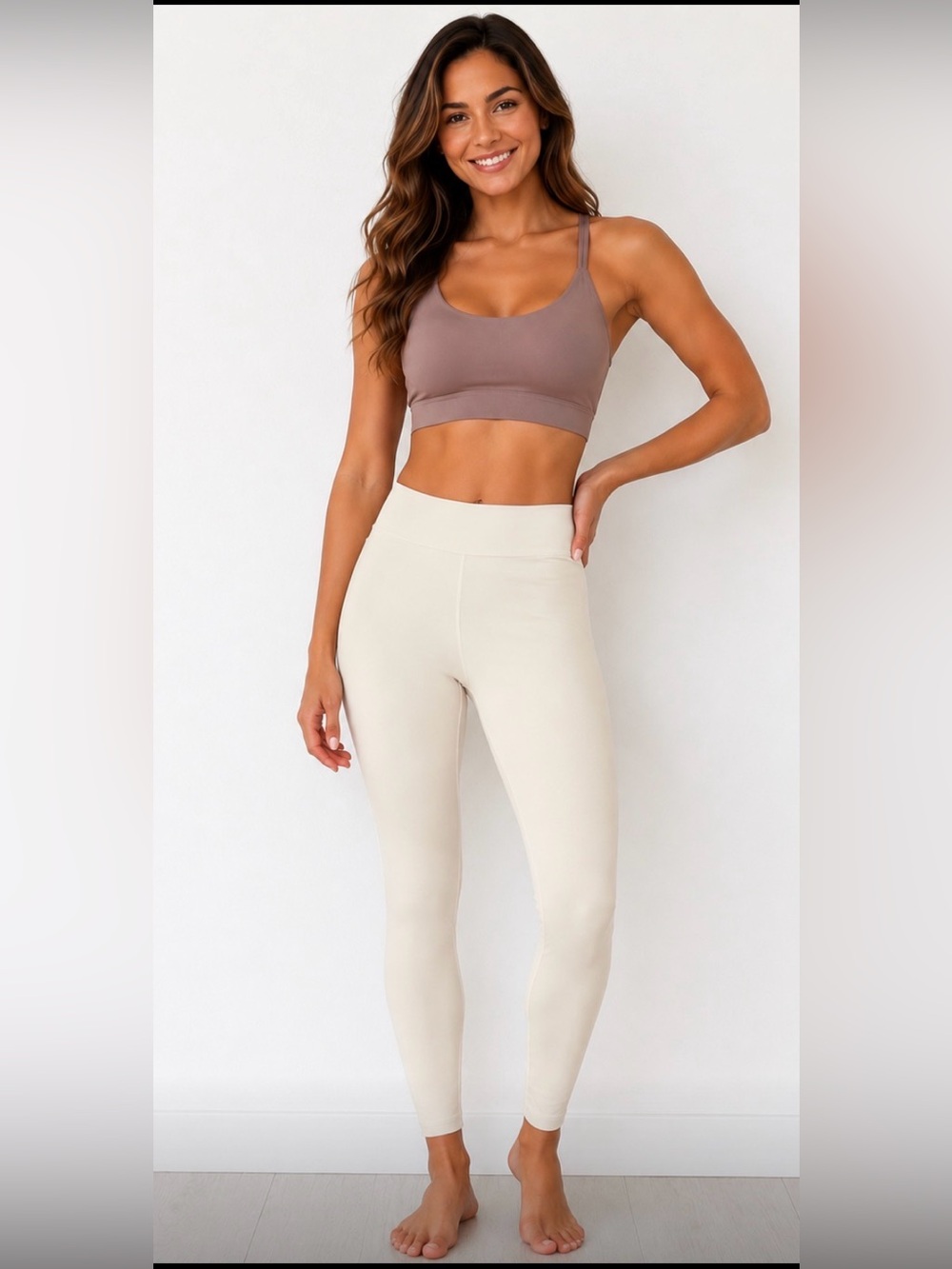 naked wardrobe Cream High-Rise Leggings